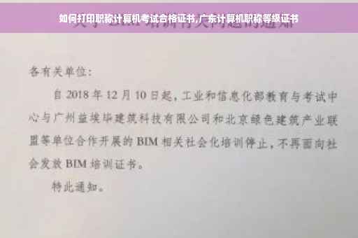 如何打印职称计算机考试合格证书,广东计算机职称等级证书