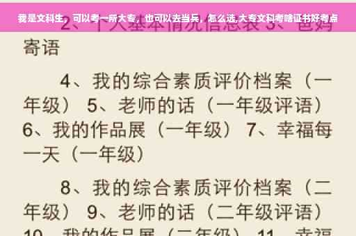 我是文科生，可以考一所大专，也可以去当兵，怎么选,大专文科考啥证书好考点