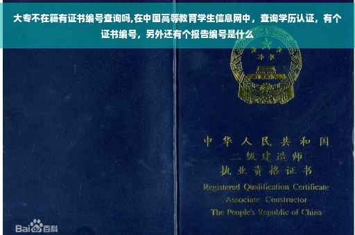 大专不在籍有证书编号查询吗,在中国高等教育学生信息网中，查询学历认证，有个证书编号，另外还有个报告编号是什么