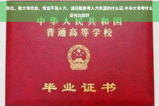 各位,我大专毕业,专业不是人力,请问我能考人力资源的什么证,中年大专考什么证书比较好 各位,我大专毕业,专业不是人力,请问我能考人力资源的什么证,中年大专考什么证书比较好