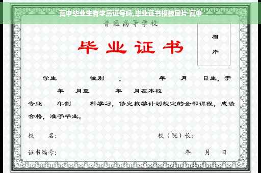 高中毕业生有学历证号吗,毕业证书模板图片 高中