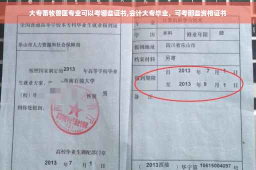 大专畜牧兽医专业可以考哪些证书,会计大专毕业，可考那些资格证书