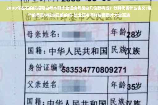 2000年左右的统招和自考本科毕业证编号是由几位数构成？分别代表什么含义?这个编号是学校自已编的吗-毕业证书号样板图图片大全高清