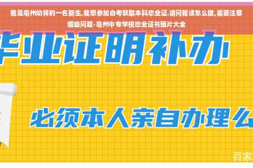 我是亳州幼师的一名新生,我想参加自考获取本科毕业证.请问我该怎么做,需要注意哪些问题-亳州中专学校毕业证书图片大全