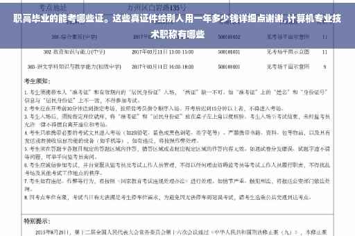 职高毕业的能考哪些证。这些真证件给别人用一年多少钱详细点谢谢,计算机专业技术职称有哪些