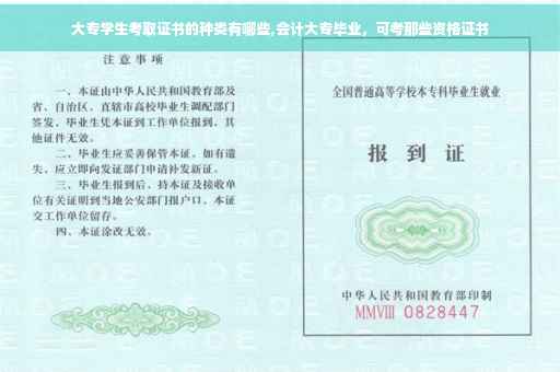 大专学生考取证书的种类有哪些,会计大专毕业，可考那些资格证书