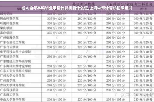 成人自考本科毕业申请计算机要什么证,上海中专计算机初级证书
