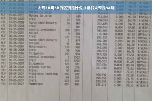 大专3A与3B的区别是什么,3证书大专是3a吗