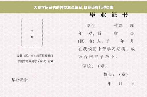 大专学历证书的种类怎么填写,毕业证有几种类型