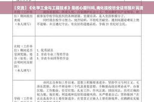 【交流】《化学工业与工程技术》是核心期刊吗,南化技校毕业证书图片高清