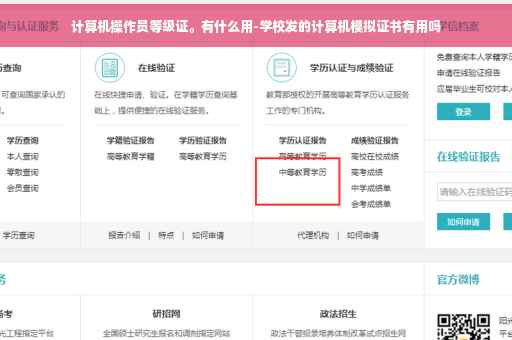 计算机操作员等级证。有什么用-学校发的计算机模拟证书有用吗