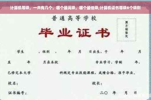 计算机等级，一共有几个，哪个最高级，哪个最低级,计算机证书等级8个级别