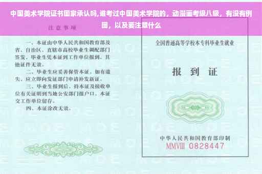 中国美术学院证书国家承认吗,谁考过中国美术学院的，动漫画考级八级，有没有例图，以及要注意什么