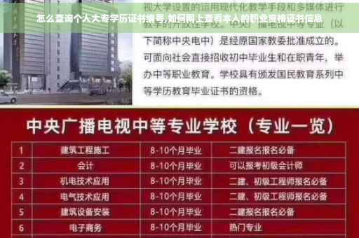 怎么查询个人大专学历证书编号,如何网上查看本人的职业资格证书信息