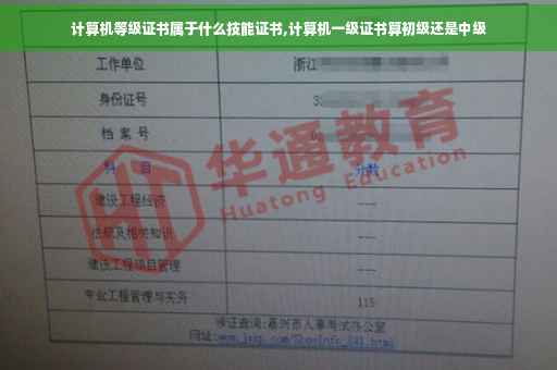 计算机等级证书属于什么技能证书,计算机一级证书算初级还是中级