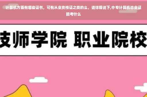 计算机方面有哪些证书，可有从业资格证之类的么，请详细说下,中专计算机毕业证能考什么