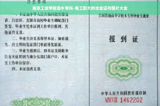 南京工业学校是中专吗-南工职大的毕业证书图片大全