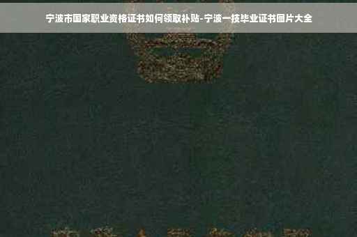 宁波市国家职业资格证书如何领取补贴-宁波一技毕业证书图片大全