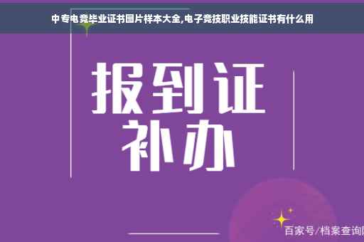 中专电竞毕业证书图片样本大全,电子竞技职业技能证书有什么用