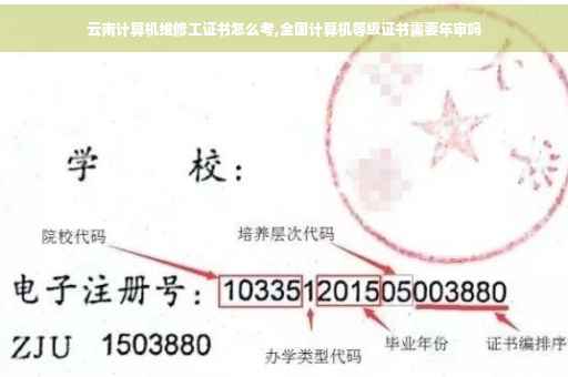 云南计算机维修工证书怎么考,全国计算机等级证书需要年审吗