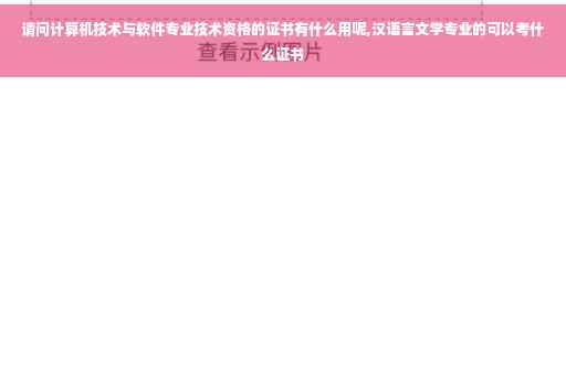 请问计算机技术与软件专业技术资格的证书有什么用呢,汉语言文学专业的可以考什么证书