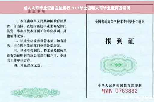 成人大专毕业证含金量排行,3+3毕业证和大专毕业证有区别吗