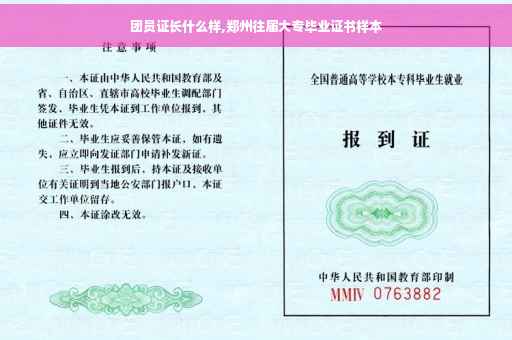 团员证长什么样,郑州往届大专毕业证书样本