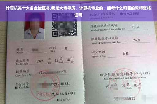 计算机类十大含金量证书,我是大专学历，计算机专业的，能考什么科目的教师资格证呢