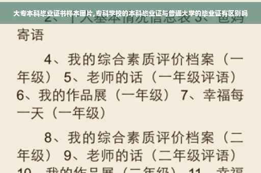 大专本科毕业证书样本图片,专科学校的本科毕业证与普通大学的毕业证有区别吗