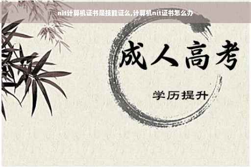 nit计算机证书是技能证么,计算机nit证书怎么办