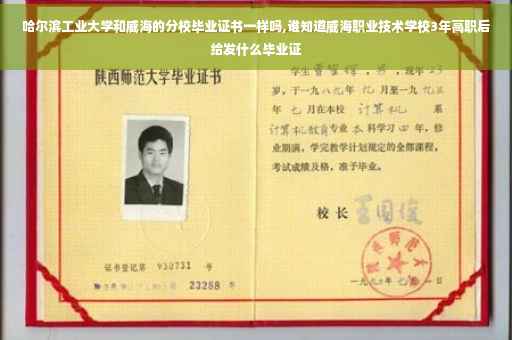哈尔滨工业大学和威海的分校毕业证书一样吗,谁知道威海职业技术学校3年高职后给发什么毕业证