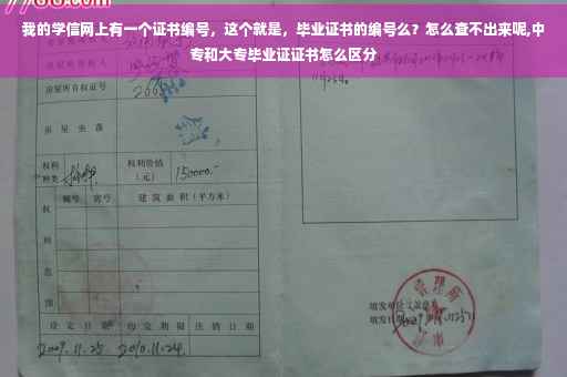 我的学信网上有一个证书编号，这个就是，毕业证书的编号么？怎么查不出来呢,中专和大专毕业证证书怎么区分