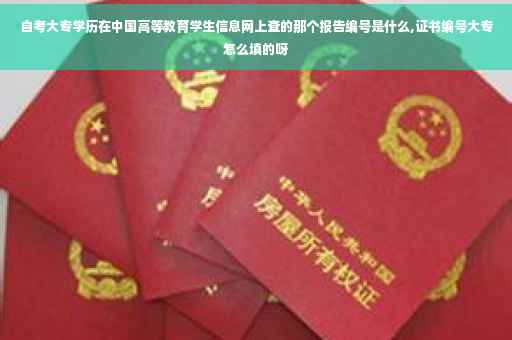 自考大专学历在中国高等教育学生信息网上查的那个报告编号是什么,证书编号大专怎么填的呀