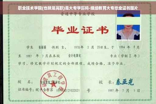 职业技术学院(也就是高职)是大专学历吗-继续教育大专毕业证书图片