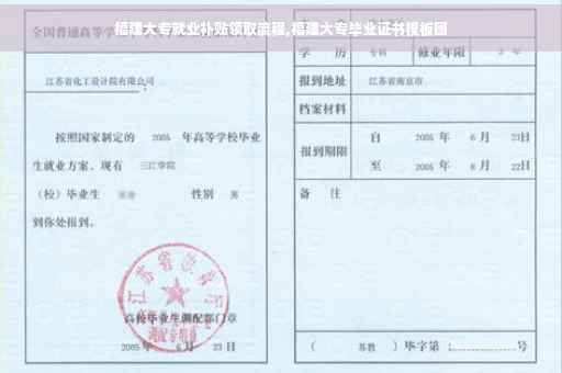 福建大专就业补贴领取流程,福建大专毕业证书模板图