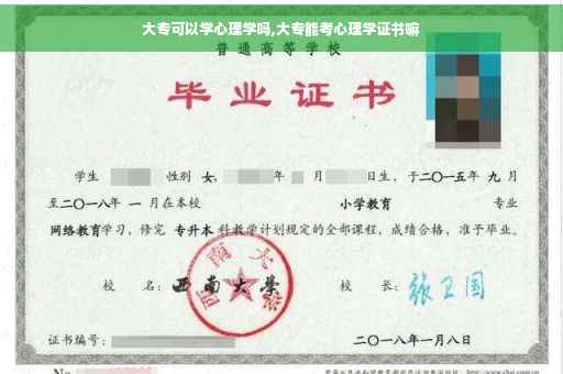 大专可以学心理学吗,大专能考心理学证书嘛