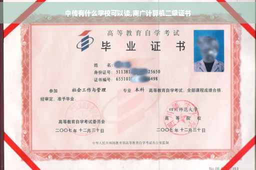 中传有什么学校可以读,南广计算机二级证书