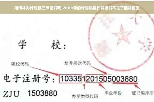 如何补办计算机三级证书呢,2009考的计算机操作员证书不见了能补回来