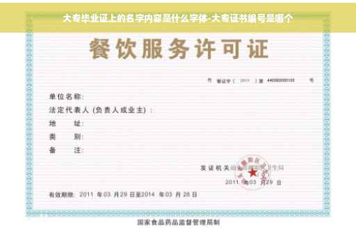 大专毕业证上的名字内容是什么字体-大专证书编号是哪个