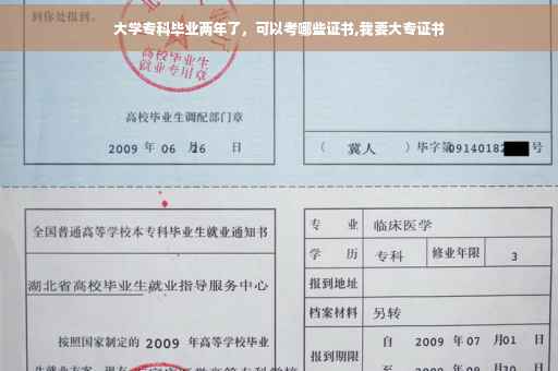 大学专科毕业两年了，可以考哪些证书,我要大专证书