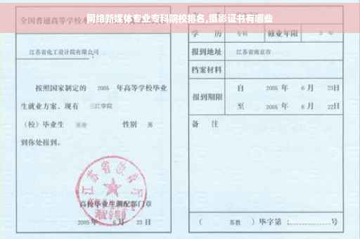 网络新媒体专业专科院校排名,摄影证书有哪些