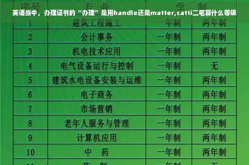 英语当中，办理证书的“办理”是用handle还是matter,catti二笔算什么等级