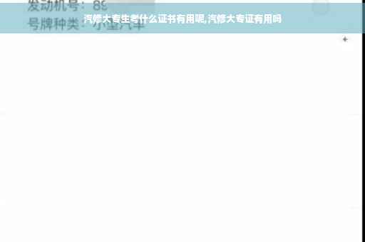 汽修大专生考什么证书有用呢,汽修大专证有用吗