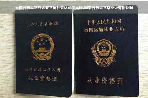 云南开放大学的大专学历社会认可度高吗,国家开放大学毕业证有用处吗