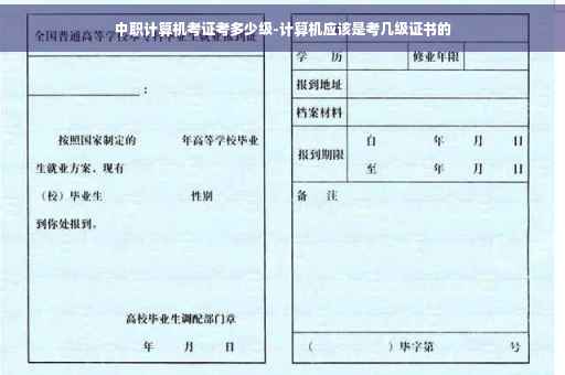 中职计算机考证考多少级-计算机应该是考几级证书的