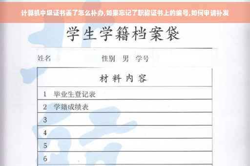 计算机中级证书丢了怎么补办,如果忘记了职称证书上的编号,如何申请补发