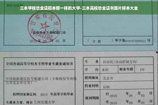 三本学校毕业证和本部一样的大学-三本高校毕业证书图片样本大全