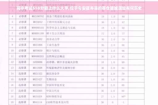 高中考试510分能上什么大学,位于今安徽寿县的苍仓陵城遗址有何历史