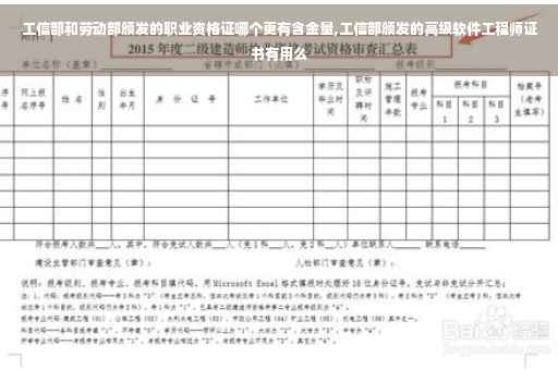 工信部和劳动部颁发的职业资格证哪个更有含金量,工信部颁发的高级软件工程师证书有用么