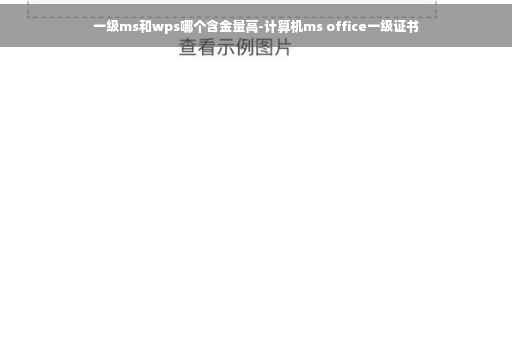 一级ms和wps哪个含金量高-计算机ms office一级证书